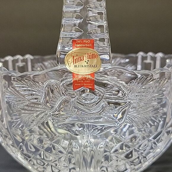 Vintage Anna Hutte Bleikristall Lead Crystal  Rose Basket. - Picture 5 of 9